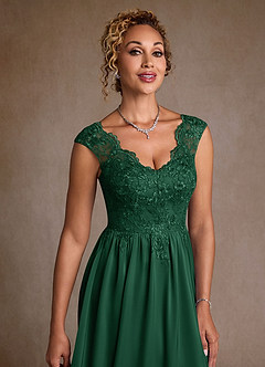 Azazie Amethyst Mother of the Bride Dresses Dark Green A-Line Lace Dress image6