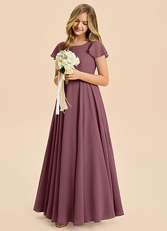 Azazie Cady Junior Sangria A-Line Pleated Chiffon Dress image4