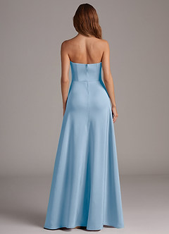 Azazie Wren Robes de demoiselle d'honneur Robe Trapèze Convertible en Satin extensible Sans bretelles Poudre Bleue image5