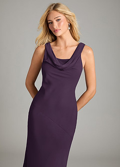 Azazie Rylina Bridesmaid Dresses Plum Mermaid Pleated Chiffon Dress image3