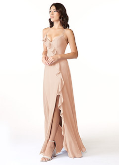 Azazie Tarni Bridesmaid Dresses English Rose A-Line Chiffon Dress image3