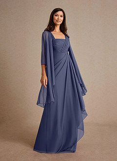 Azazie Clinton Mother of the Bride Dresses Stormy A-Line Pleated Mesh Dress image2