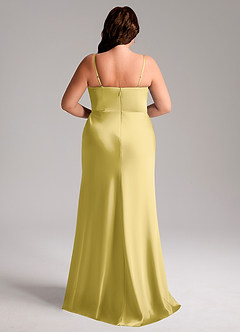Azazie Lidia Bridesmaid Dresses Canary Mermaid Side Slit Stretch Satin Dress image9