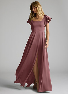 Azazie Bondi Bridesmaid Dresses Vintage Mauve A-Line Bow Stretch Satin Dress image6