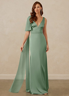 Christian Siriano Bridal for Azazie 1011 Brautjungfernkleider Meerjungfrau-Linie Schleifen Stretch-Satin Kleid Matcha image6
