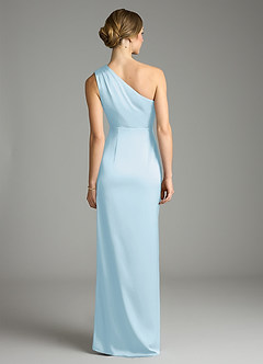 Azazie Emorie Final Sale Sky Blue Sheath One Shoulder Stretch Satin Dress image6