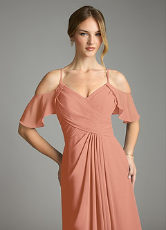 Azazie Dakota Bridesmaid Dresses MAI TAI A-Line V-Neck Pleated Chiffon Dress image7