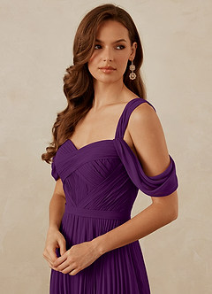 Christian Siriano Bridal for Azazie 1013 Bridesmaid Dresses Grape A-Line Off the Shoulder Chiffon Dress image2