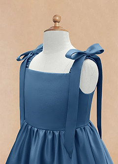 Azazie Chelsie Flower Girl Dresses Twilight A-Line Bow Matte Satin Dress image8