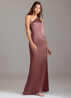 Azazie Arleth Bridesmaid Dresses Vintage Mauve A-Line One Shoulder Stretch Satin Dress image4
