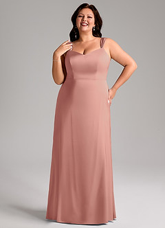 Azazie Denice Bridesmaid Dresses Rosette Sheath Pleated Stretch Satin Dress image10
