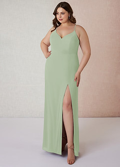 Azazie Blink Final Sale Dusty Sage Sheath V-Neck Chiffon Dress image6