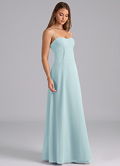 Azazie Valentine Abiti da Damigella Abito A-Line in Chiffon Corsetto Sea Glass image5