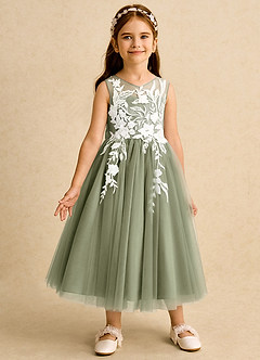 Azazie Sundae Vestidos de florista Vestido Pistache de Renda de Vestido de baile image5