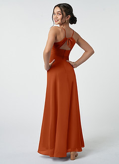 Azazie Avelina Junior A-Linie Plissee Chiffon Kleid Gebranntes Orange image5