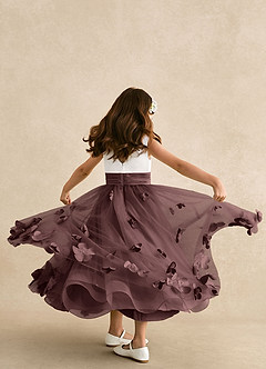 Azazie Vi Blumenmädchenkleider A-Linie ärmellos Tüll Kleid Espresso image3