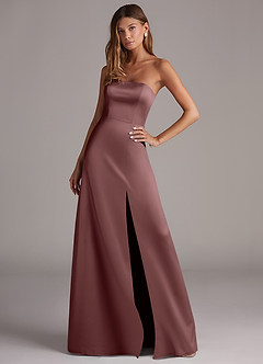 Azazie Wren Bridesmaid Dresses Vintage Mauve A-Line Strapless Stretch Satin Convertible Dress image3