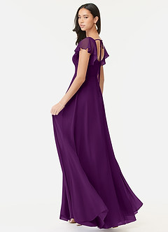 Azazie Bondi Bridesmaid Dresses Grape A-Line Ruffled Chiffon Dress image5