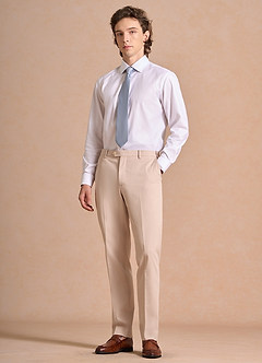 front Aiden Blanco Crujiente Camisa de vestir a rayas 100 % algodón que no necesita planchado