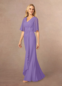 Azazie Carson Mother of the Bride Dresses Tahiti A-Line V-Neck Lace Chiffon Dress image8