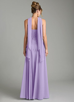 Azazie Gabriela Bridesmaid Dresses Lilac A-Line Corset Chiffon Dress image2