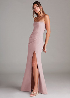 Azazie Leonis Bridesmaid Dresses Blushing Pink Sheath Strapless Chiffon Convertible Dress image3