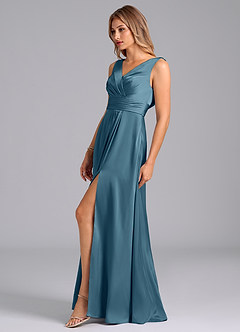 Azazie Karina Bridesmaid Dresses Bermuda A-Line Pleated Stretch Satin Dress image3