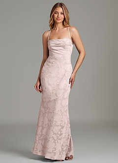Azazie Ola Robes de demoiselle d'honneur Robe Sirène en Blumen-Burnout Corset Rose Pâle image1