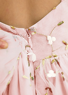 Azazie Bean Abiti da Ragazza di Fiori Abito Principessa in Tulle Senza Maniche Rosa Rossore image6