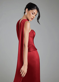 Azazie River Rochii de domnișoară de onoare Teacă Corset Satin elastic Lungime până la podea Rochie image15