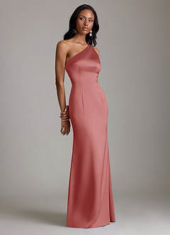 Azazie Voni Bridesmaid Dresses Antique Rose Mermaid One Shoulder Stretch Satin Dress image1