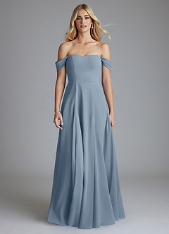 Azazie Seriana Brudtärnklänningar Klä av A-Linje i Chiffong Av axeln Dammblå image5