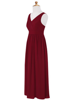 Azazie Kora Junior Burgundy A-Line Pleated Chiffon Dress image7