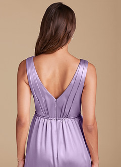 Azazie Tanicia Final Sale Lilac A-Line Pleated Metallic Satin Dress image5