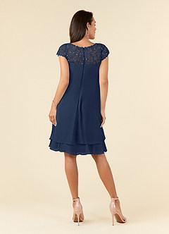 Azazie Tess Kleider für die Brautmutter Empire Pailletten Chiffon Kleid Dunkelmarine image2