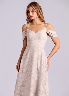 Azazie Marley Final Sale Blushing Pink A-Line Off the Shoulder Floral Burnout Convertible Dress image7