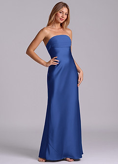 Azazie Ailanie Brudtärnklänningar Klä av Tubklänning i Stretch Satin Axelbandslös Kungsblå image5