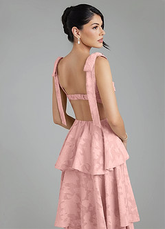 Azazie Jude Robes de demoiselle d'honneur Robe Trapèze en Blumen-Burnout Décolleté en cœur Rose Poudré image9