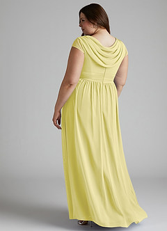 Azazie Organa Bridesmaid Dresses Lemon Sorbet A-Line Pleated Chiffon Dress image10
