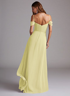 Azazie Marley Jurken voor bruidsmeisjes Converteerbaar Jurk van Chiffon met A-Lijn Off the Shoulder Citroensorbet image7