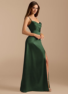 Azazie Erma Brautjungfernkleider A-Linie Seitliche Cut-Outs Metallischer Satin Kleid Eukalyptus image6
