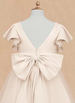 Azazie Kaeya Flower Girl Dresses White Alabaster A-Line Bow Tulle Dress image8