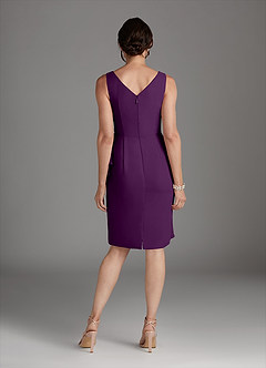 Azazie Saturn Mother of the Bride Dresses Grape Sheath V-Neck Pleated Chiffon Dress image4