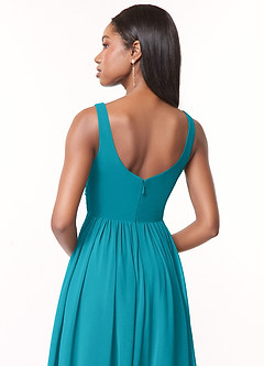 Azazie Keyla Bridesmaid Dresses Jade A-Line V-Neck Pleated Chiffon Dress image4