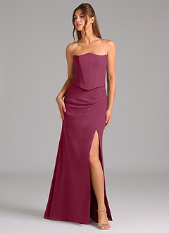 Azazie Jenine Bridesmaid Dresses Mulberry Mermaid Strapless Chiffon Dress image5