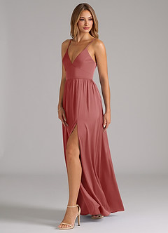 Azazie Aaida Robes de demoiselle d'honneur Robe Trapèze en Satin extensible Corset Antique Rose image3