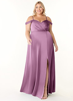 Azazie Ocean Brudtärnklänningar Klänning av A-Line i Stretch Satin V-ringad plisserad Blåregn image6