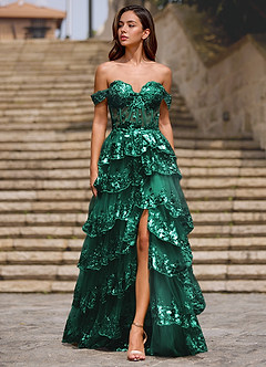 green emerald velvet dress Green Ruffle Prom Dress with Crystal Strapless Neckline  RF313  Viniodress