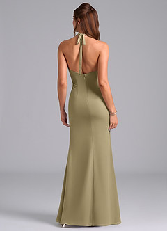 Azazie Valerie Vestidos de damas de honor Vestido de Musgo Verde de Gasa de Corte Sirena con Plisado image6