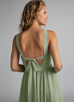 Azazie Aziza Abiti da Damigella Abito A-Line in Chiffon con Scollo a V a Pieghe Pistacchio image6